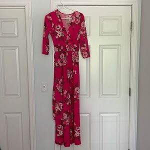 Pink Lily long Cotten maxi floral dress